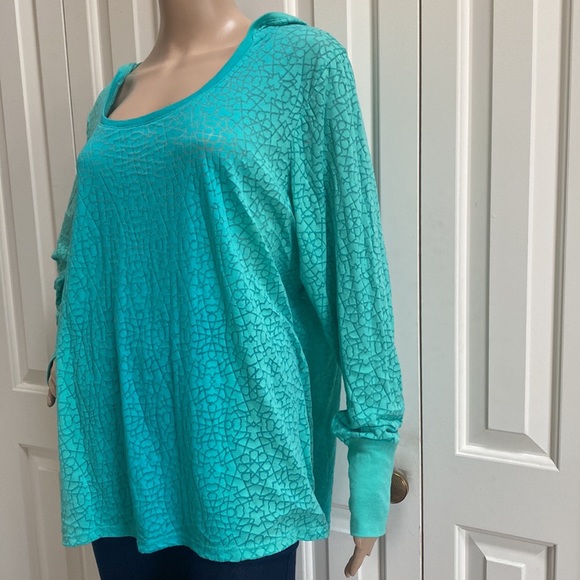 Calvin Klein Performance Womens L/XL Blue & Green Long Sleeve Hoodie with Thumb - Picture 4 of 12